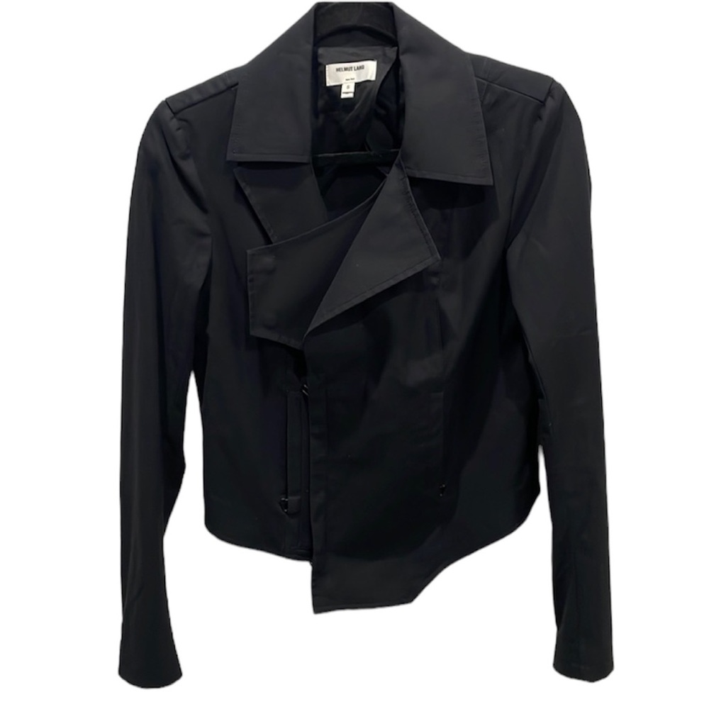 Helmut Lang black cropped trench classic jacket. Size Small.